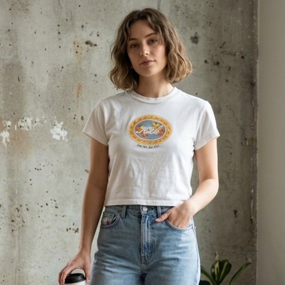 Kith Women Solo Noi Mosaic Graphic Tee Small White Short Sleeve Cotton Street